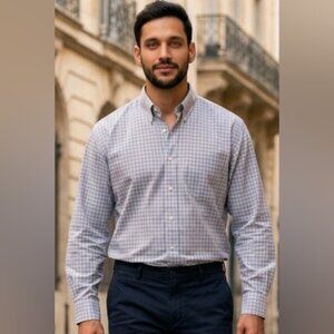 Paul Fredrick SZ 20/36 Plaid Long Sleeve Career Preppy Collared Button Up Shirt